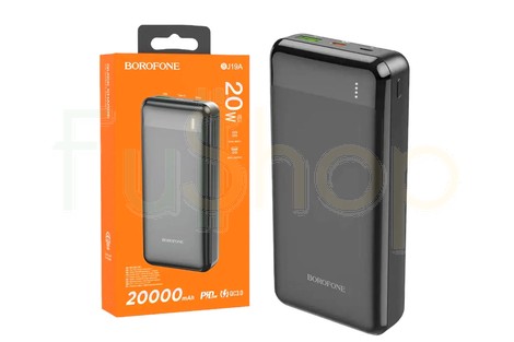 Оригинальный внешний аккумулятор (Power Bank) Borofone BJ19A Incredible PD20W+QC3.0, 20000mAh, черный