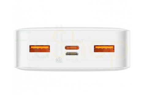 Оригінальний зовнішній акумулятор (Power Bank) Baseus Bipow Digital Display, 20000mAh, 20W, білий (PPBD050302)