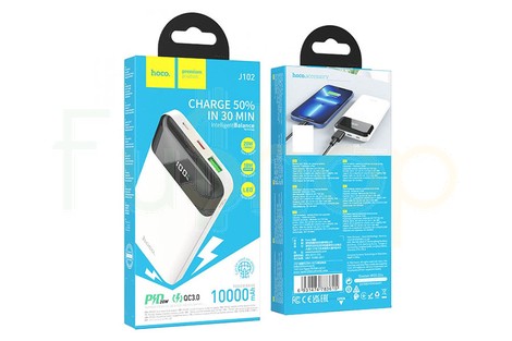 Оригинальный внешний аккумулятор (Power Bank) Hoco J102 Cool figure, PD20W+QC3.0, 10000mAh, белый